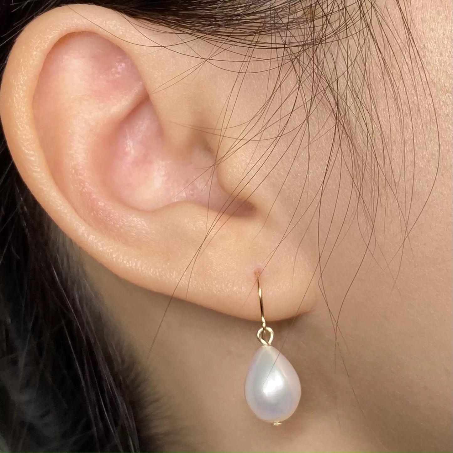 Freshwater Pearl Teardrop Earrings - 14K Gold-Filled, Natural Drop Pearl Earrings, Dainty Minimalist Bridal Jewelry
