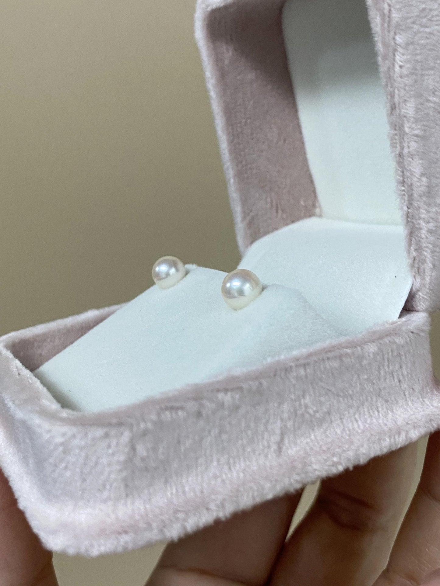 Akoya Pearl Stud Earrings 18K Gold | 6-6.5mm Japanese Saltwater Pearls | Dainty Classic Gift for Her | June Birthstone Earrings