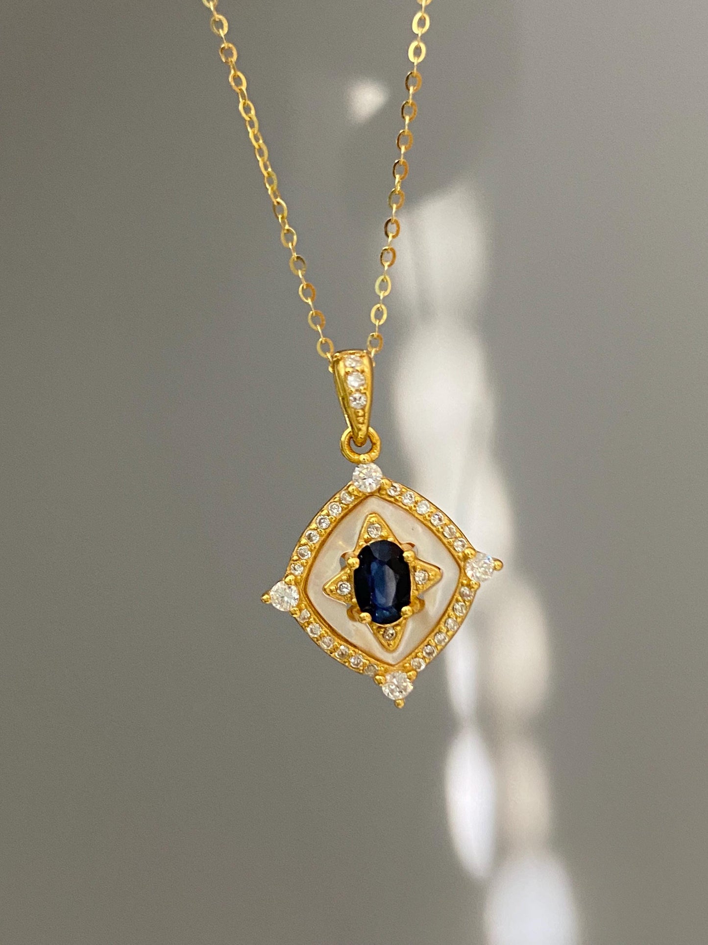 Natural Sapphire & Mother of Pearl Necklace