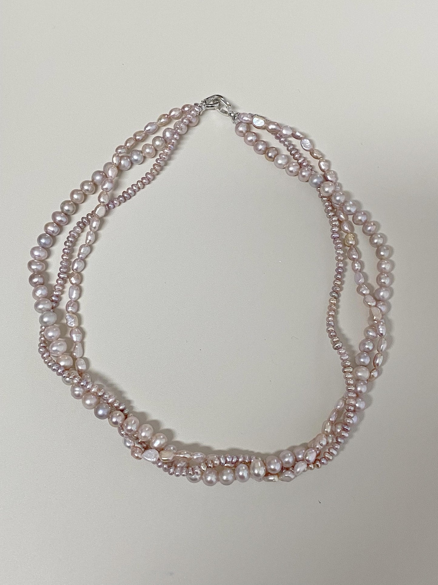 Natural Lavender Pearl Twisted Multi-Strand Necklace