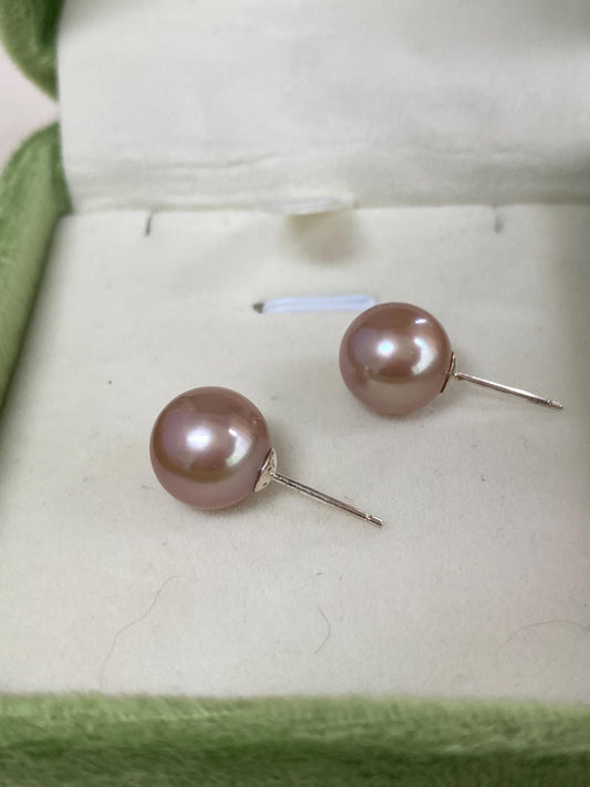Large Round Freshwater Pearl Stud Earrings