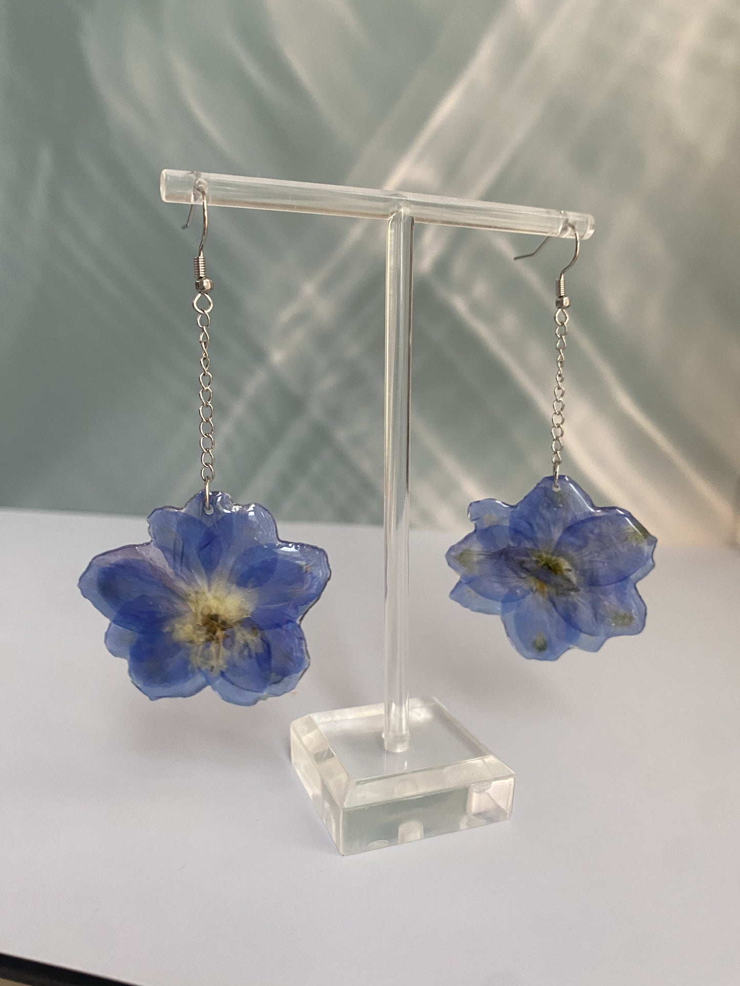 Blue Hydrangea Pearl Earrings