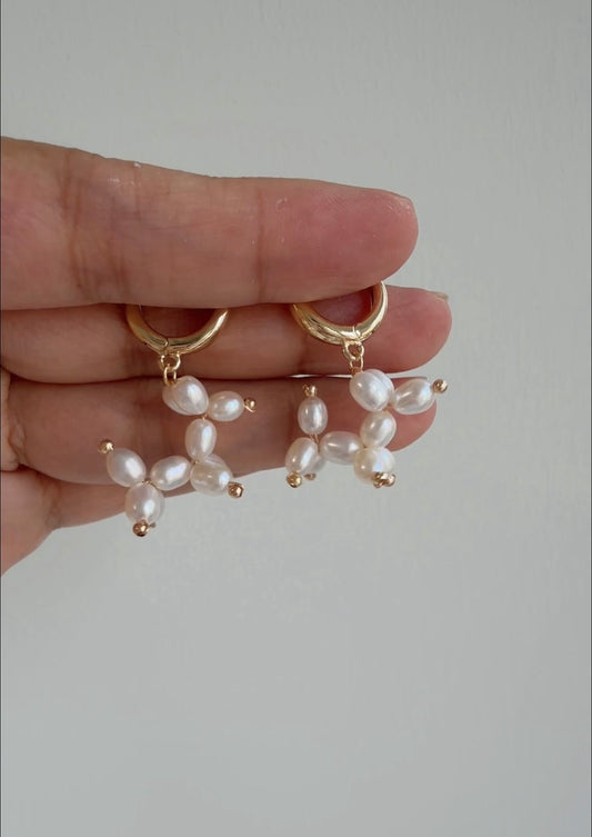Handmade Pearl Balloon Puppy Dog Hoop Earrings