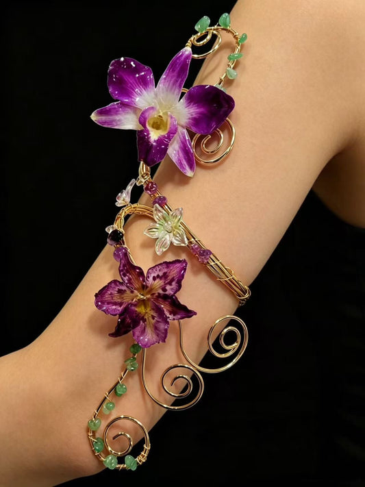 Purple Orchid Floral Arm Cuff