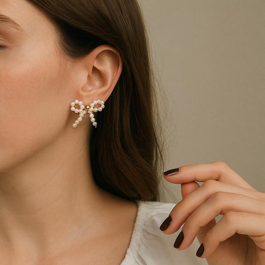 Pearl Bow Earrings