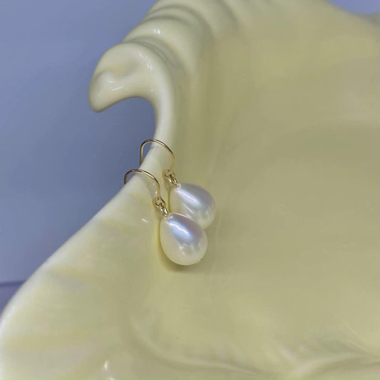 Freshwater Pearl Teardrop Earrings - 14K Gold-Filled, Natural Drop Pearl Earrings, Dainty Minimalist Bridal Jewelry