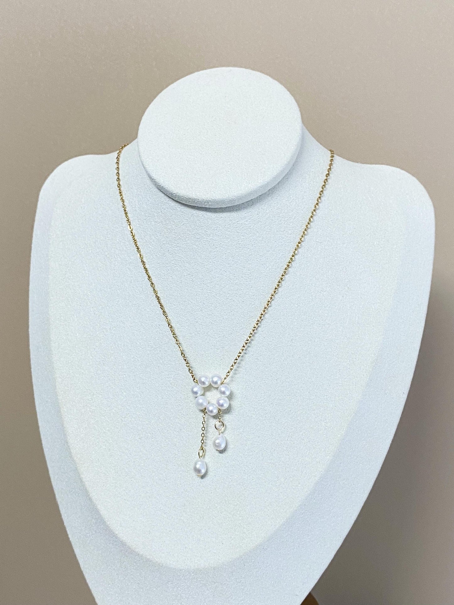 Pearl Circle Drop Necklace