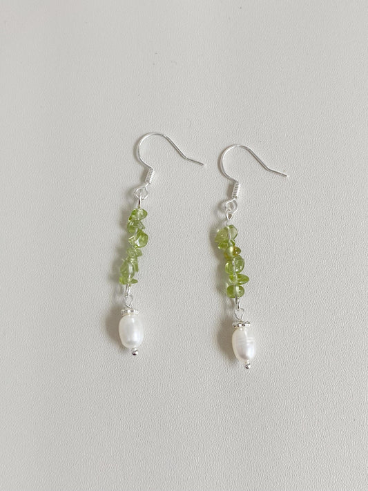 Peridot & Pearl Dangle Earrings