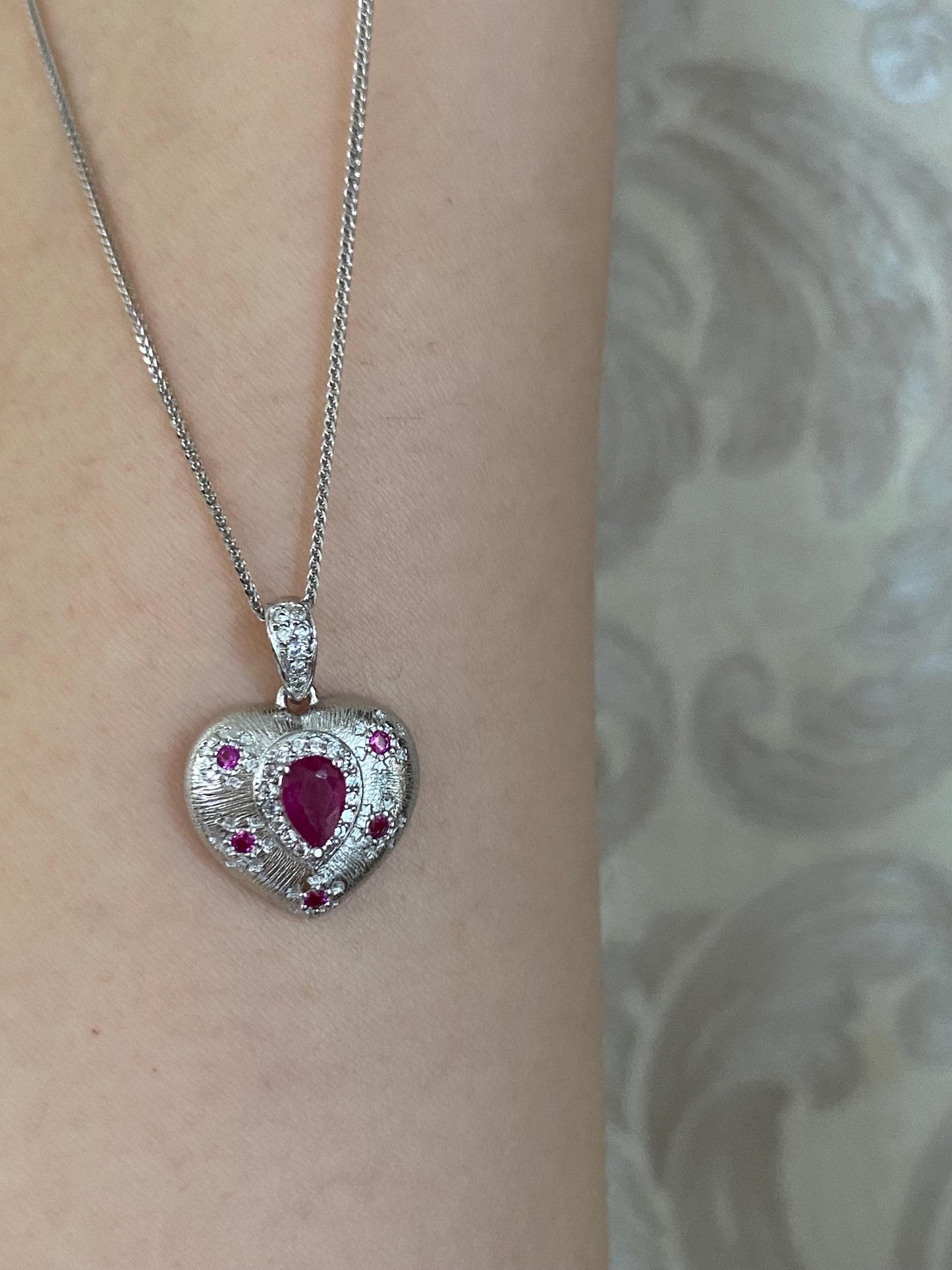 Ruby Heart Pendant Necklace - Gold Plated or Sterling Silver