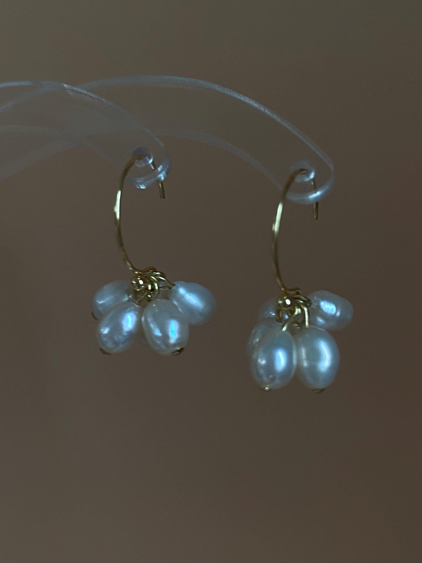 Pearl Cluster Hoop Earrings