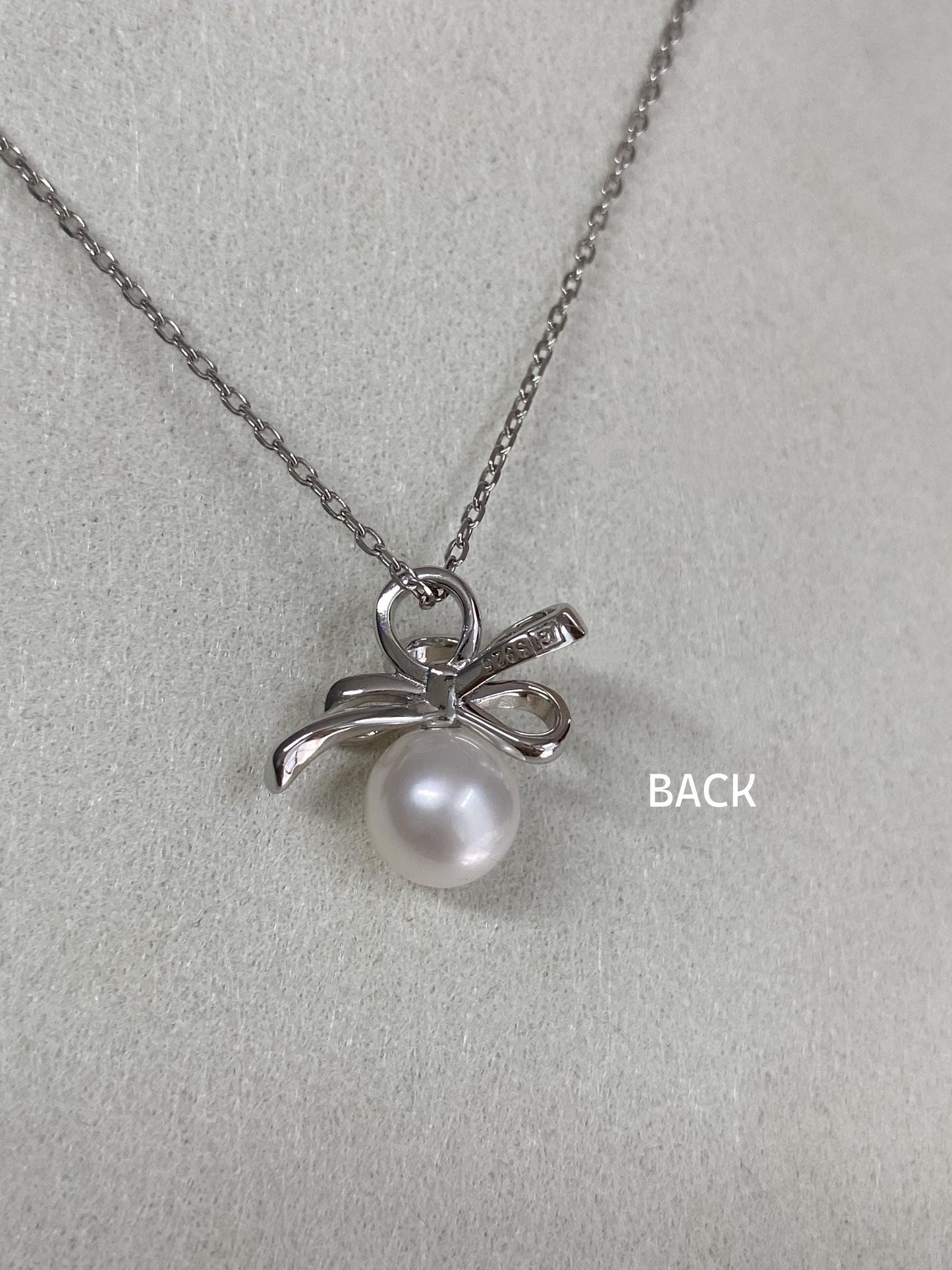 Bow Pearl Pendant Necklace in Sterling Silver