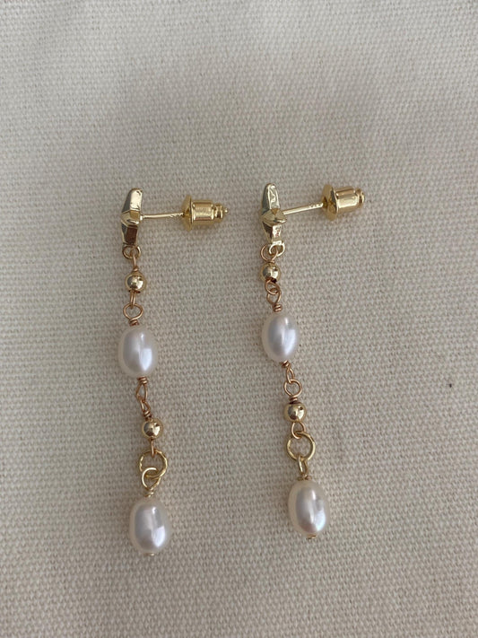 Gold Star Pearl Drop Earrings