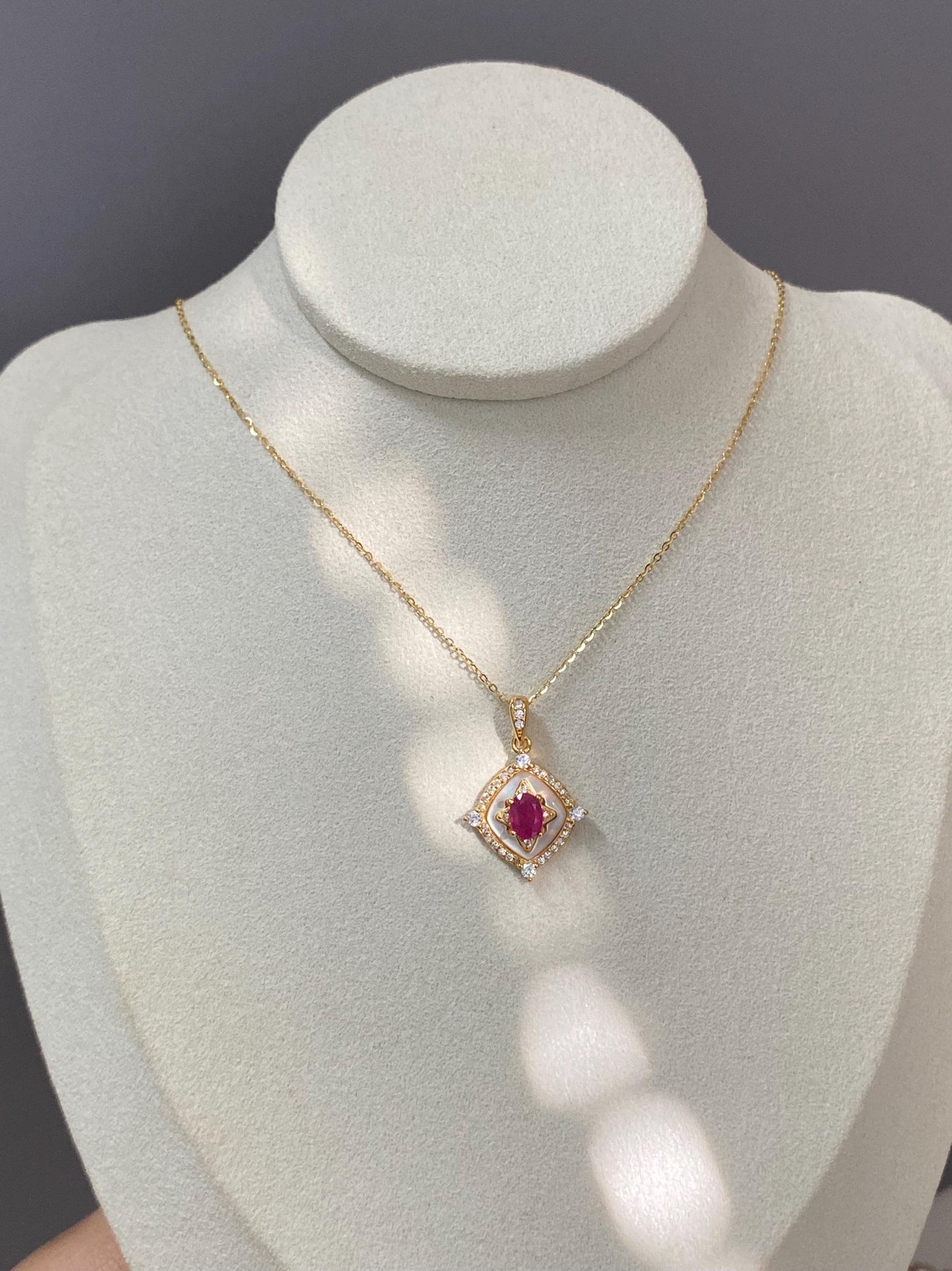 Natural Ruby Pendant Necklace in Gold Vermeil