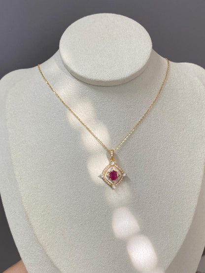 Natural Ruby Pendant Necklace in Gold Vermeil