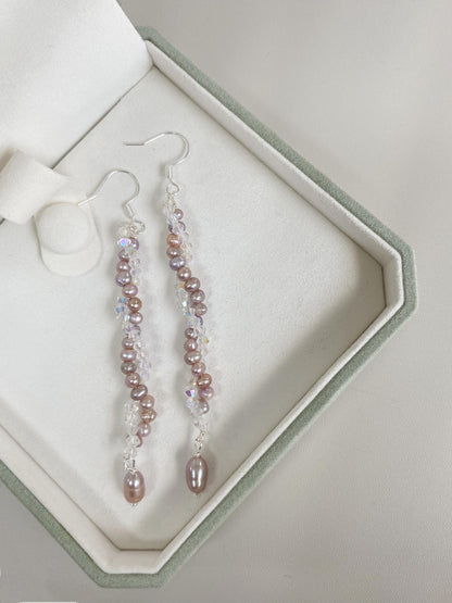 Pink Pearl Dangle Earrings