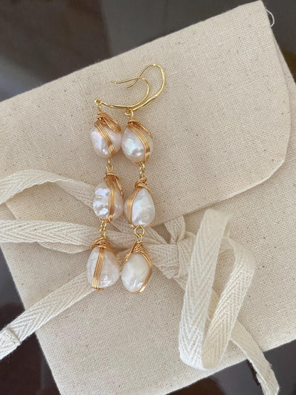 Handmade Baroque Pearl Drop Earrings