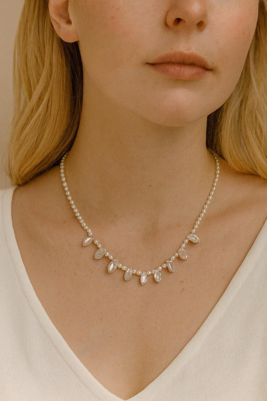 Minimalist Freshwater Rice Pearl Drop Necklace