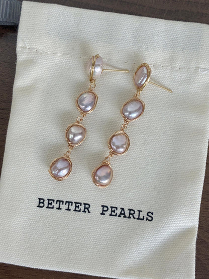 Aurora Lavender Baroque Pearl Drop Earrings