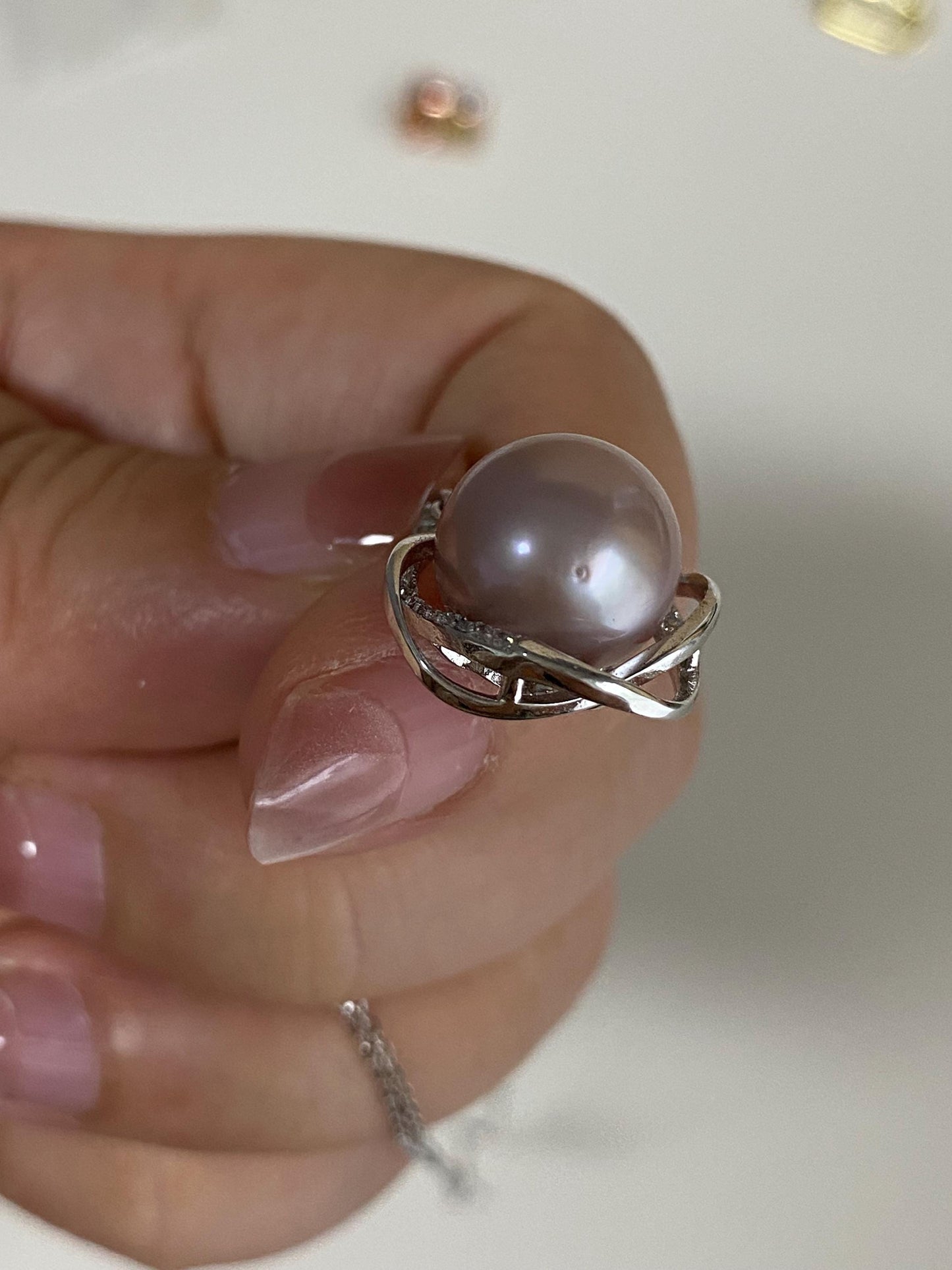 Lavender Freshwater Pearl Halo Pendant Necklace