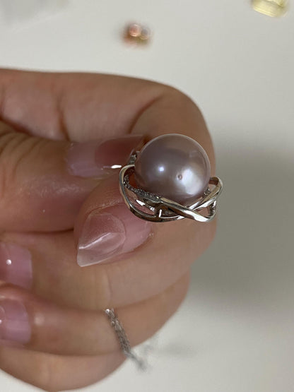 Lavender Freshwater Pearl Halo Pendant Necklace
