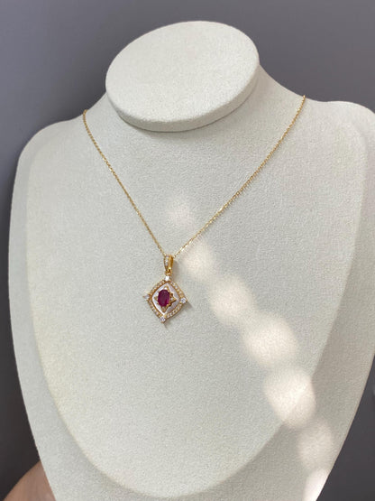Natural Ruby Pendant Necklace in Gold Vermeil