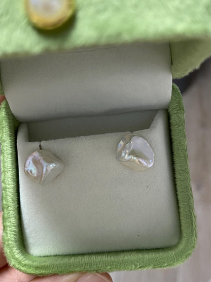 Large Baroque Pearl Stud Earrings