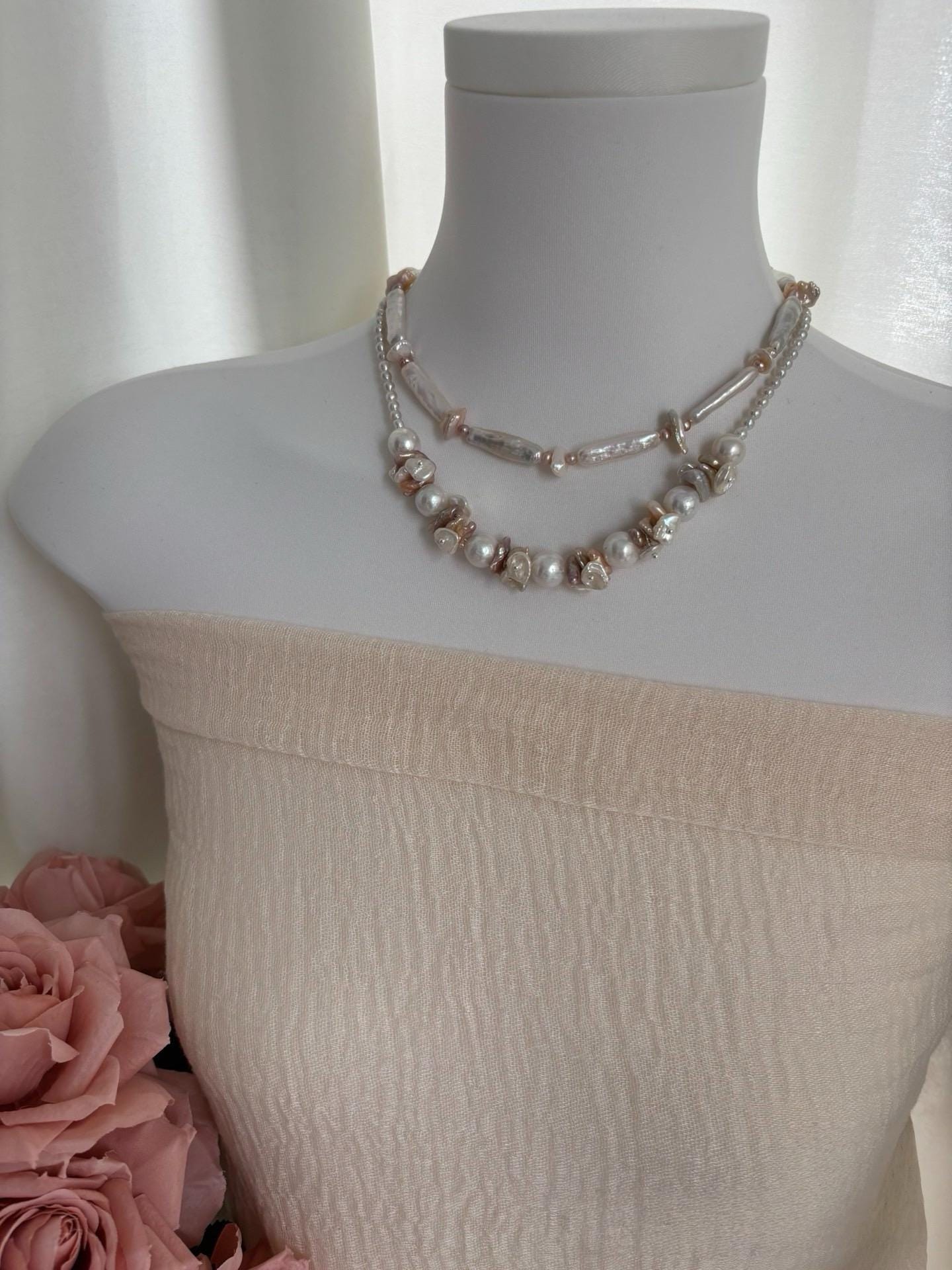 Freshwater Pearl Necklace with Baroque & Keshi Accents