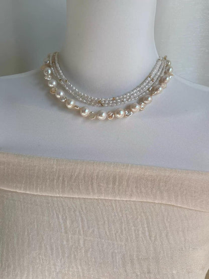 Triple-Strand Rice Pearl Necklace