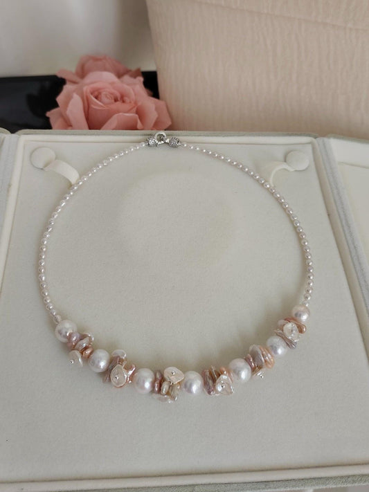Freshwater Pearl Necklace with Baroque & Keshi Accents