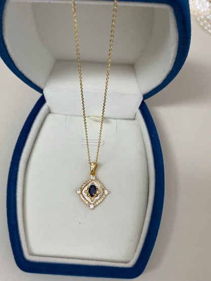 Natural Sapphire & Mother of Pearl Necklace