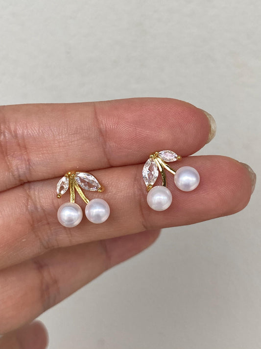 Cherry Pearl Stud Earrings