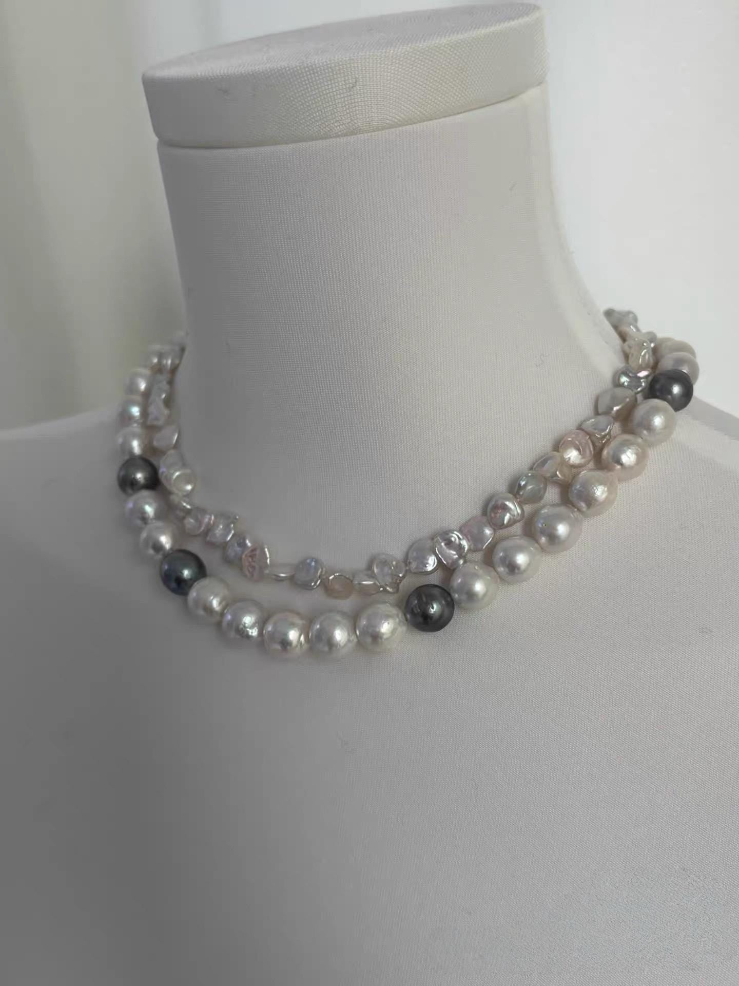Baroque Tahitian & Freshwater Pearl Statement Necklace