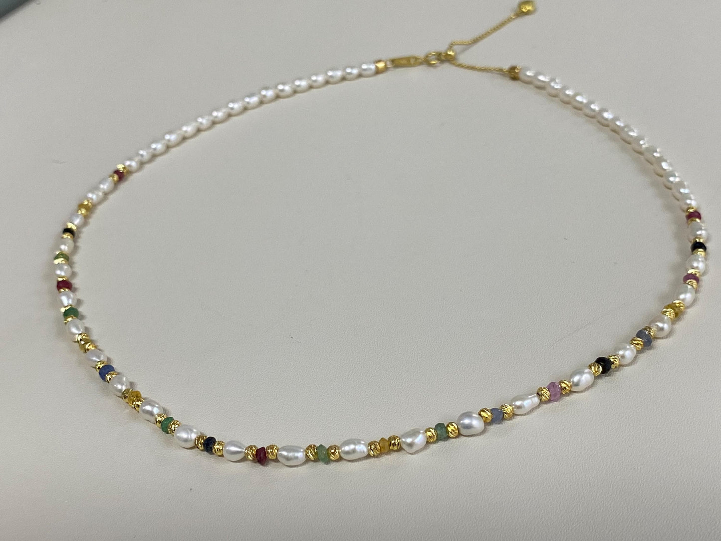 Pearl & Sapphire Beaded Choker