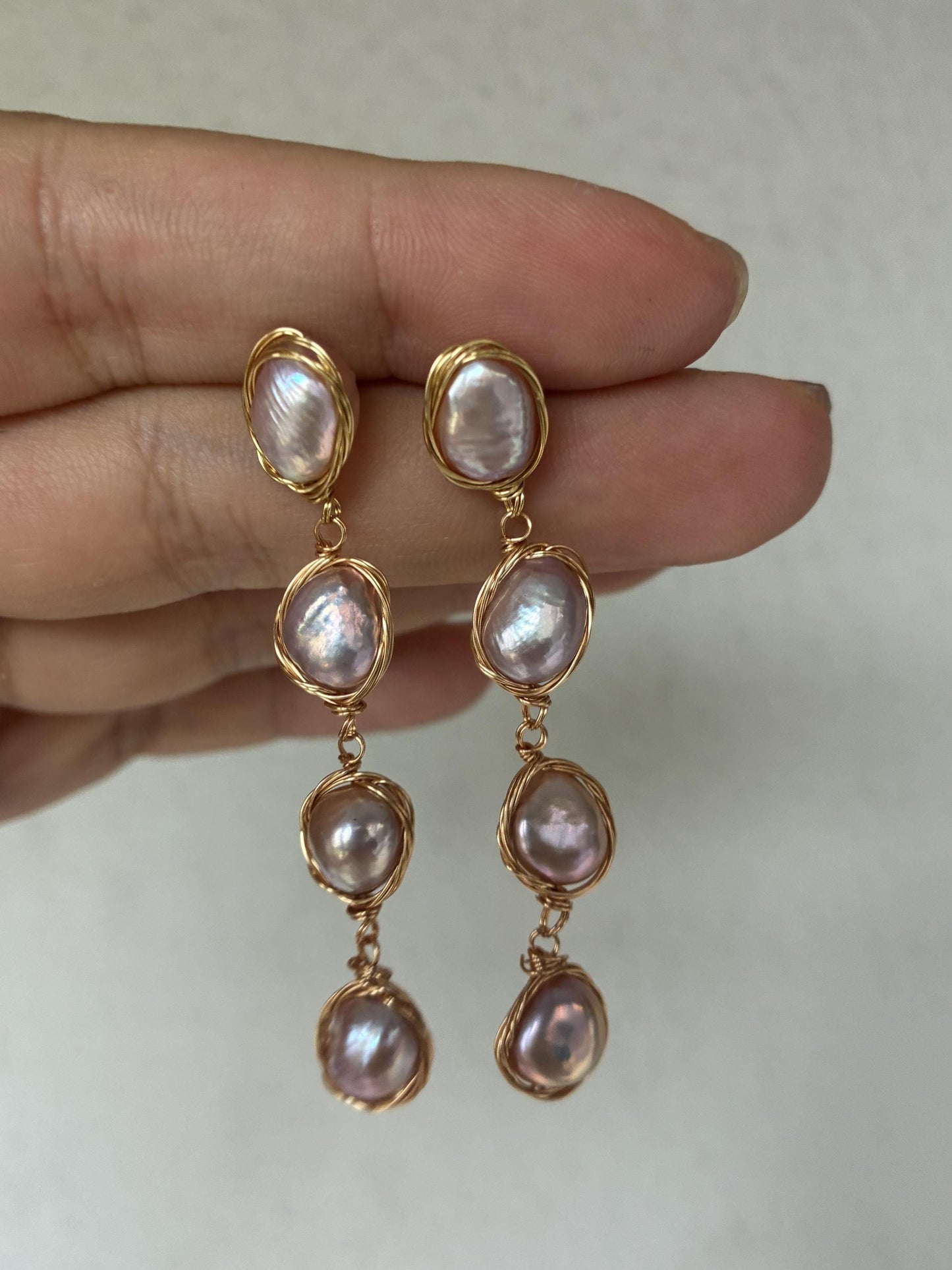 Aurora Lavender Baroque Pearl Drop Earrings