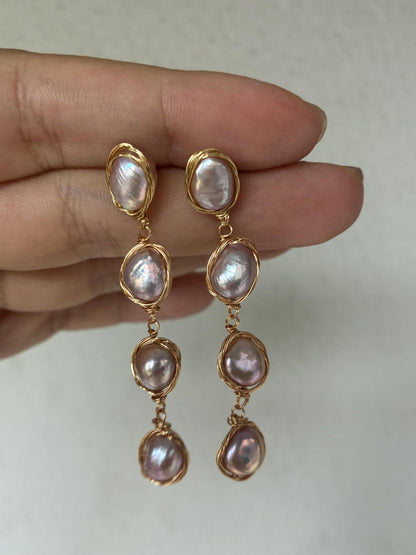 Aurora Lavender Baroque Pearl Drop Earrings