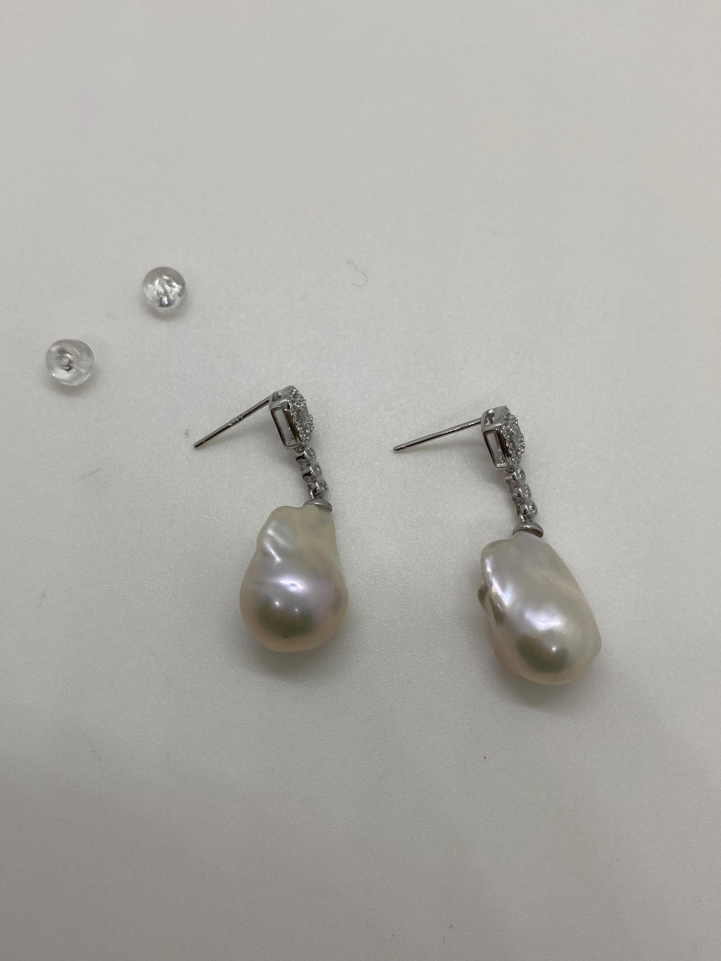 Baroque Pearl Drop Earrings – Sterling Silver and Cubic Zirconia Statement Earrings, Gift for Her