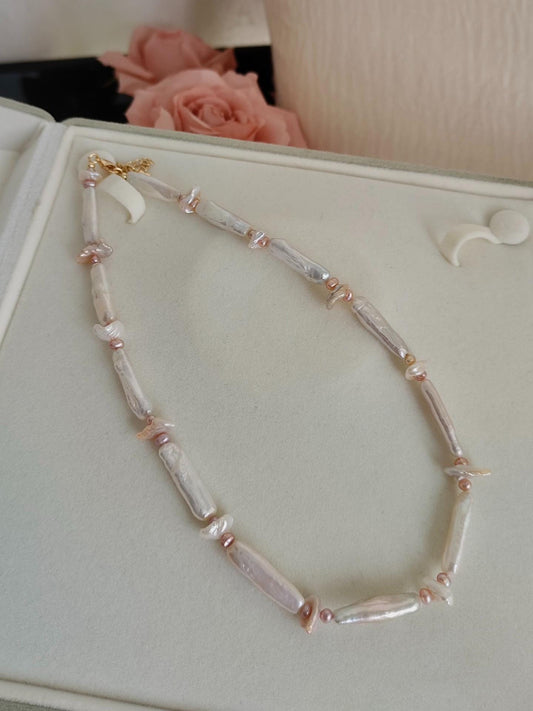 White Stick Pearl Choker Necklace