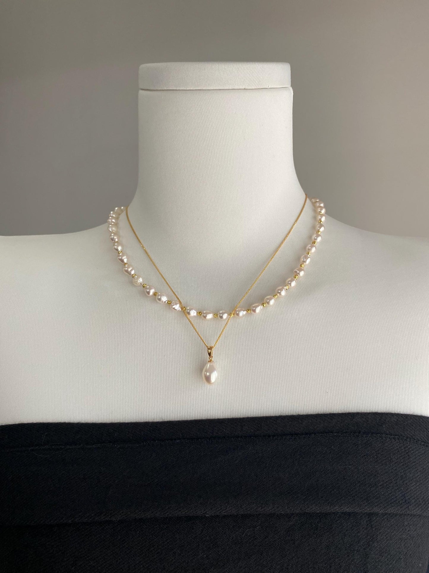 Teardrop Freshwater Pearl Necklace – Silver Gold-Plated, Minimalist Bridal Jewelry, Dainty Gift for Her