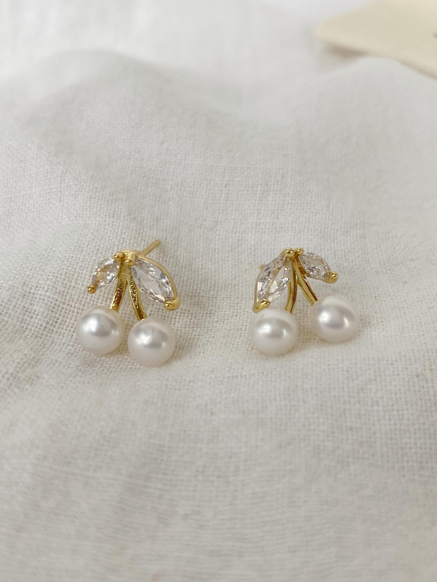 Cherry Pearl Stud Earrings