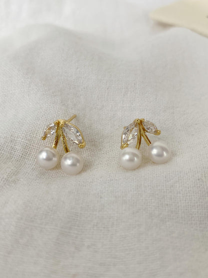 Cherry Pearl Stud Earrings