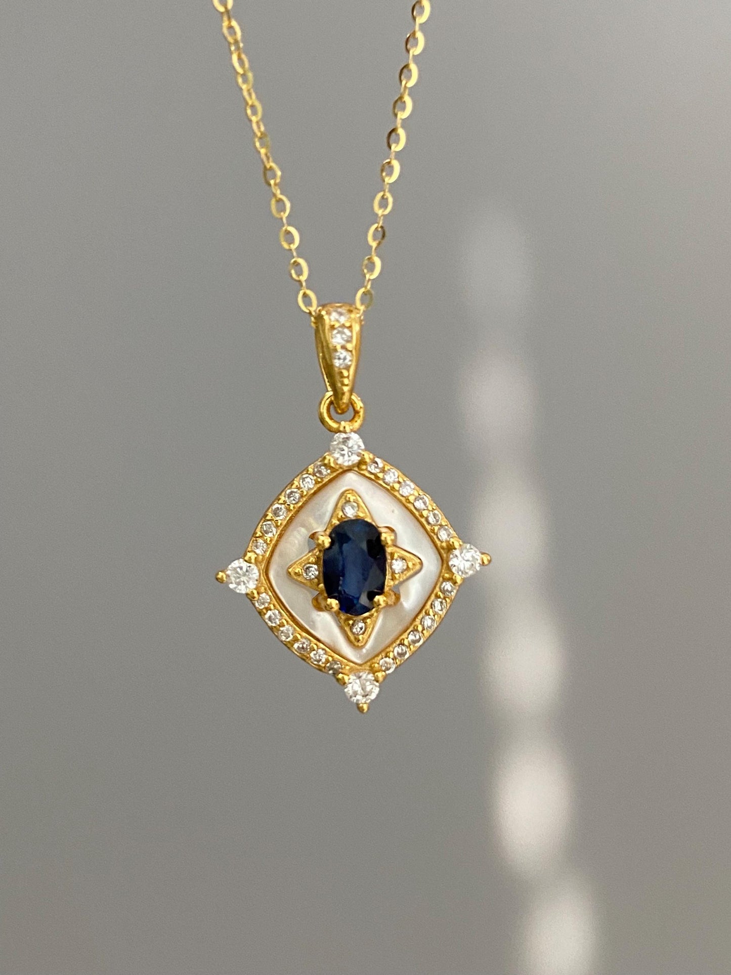 Natural Sapphire & Mother of Pearl Necklace