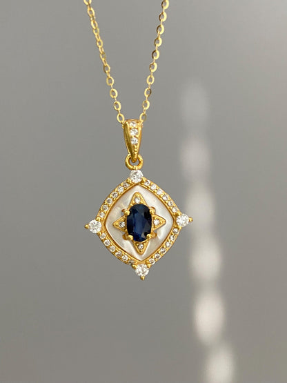 Natural Sapphire & Mother of Pearl Necklace