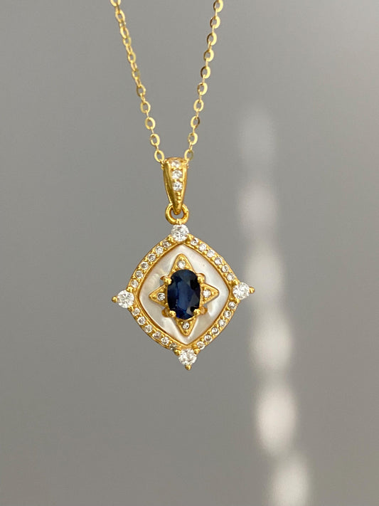Natural Sapphire & Mother of Pearl Necklace