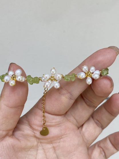 Peridot & Pearl Daisy Jewelry Set