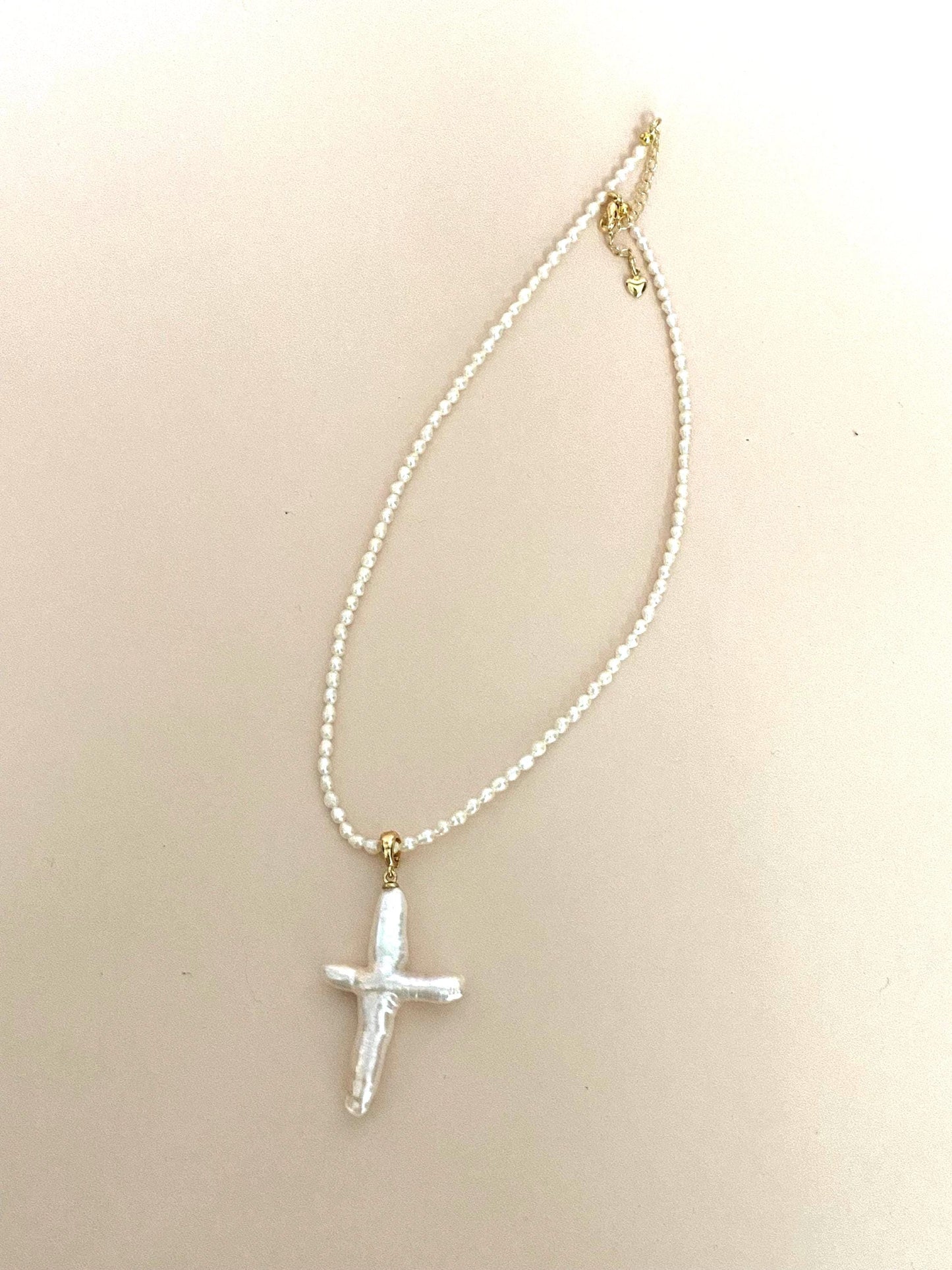 Baroque Pearl Cross Pendant Necklace