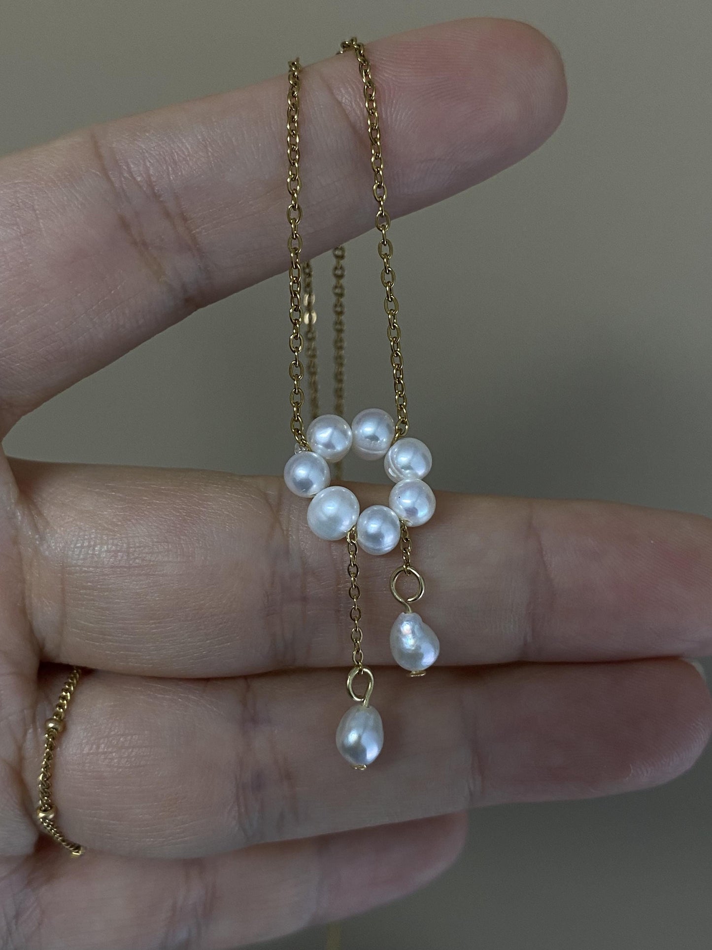 Pearl Circle Drop Necklace