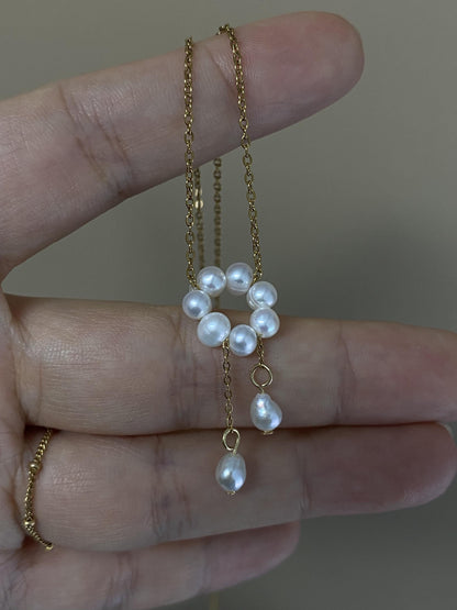 Pearl Circle Drop Necklace
