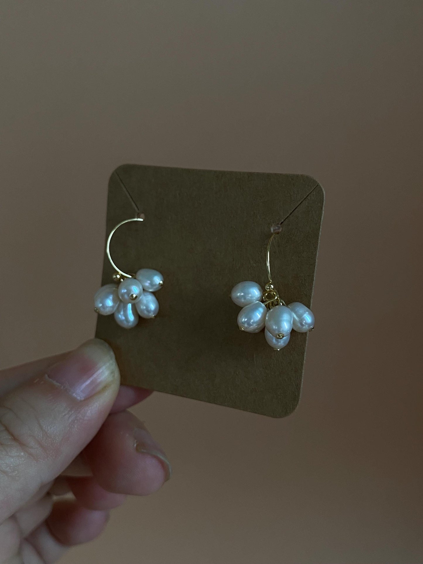Pearl Cluster Hoop Earrings