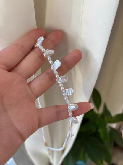 Minimalist Freshwater Rice Pearl Drop Necklace