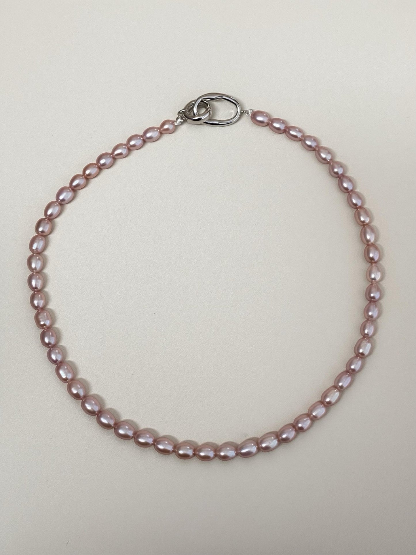 Lavender Freshwater Pearl Necklace, Oval Rice Pearls Choker, Minimalist Pearl Strand, Dainty Layering Jewelry, Gift for Her